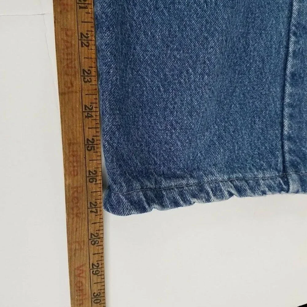 Lands End Jeans Mens 38x27 Square Rigger Red Plaid Flannel‎ Lined Medium Wash